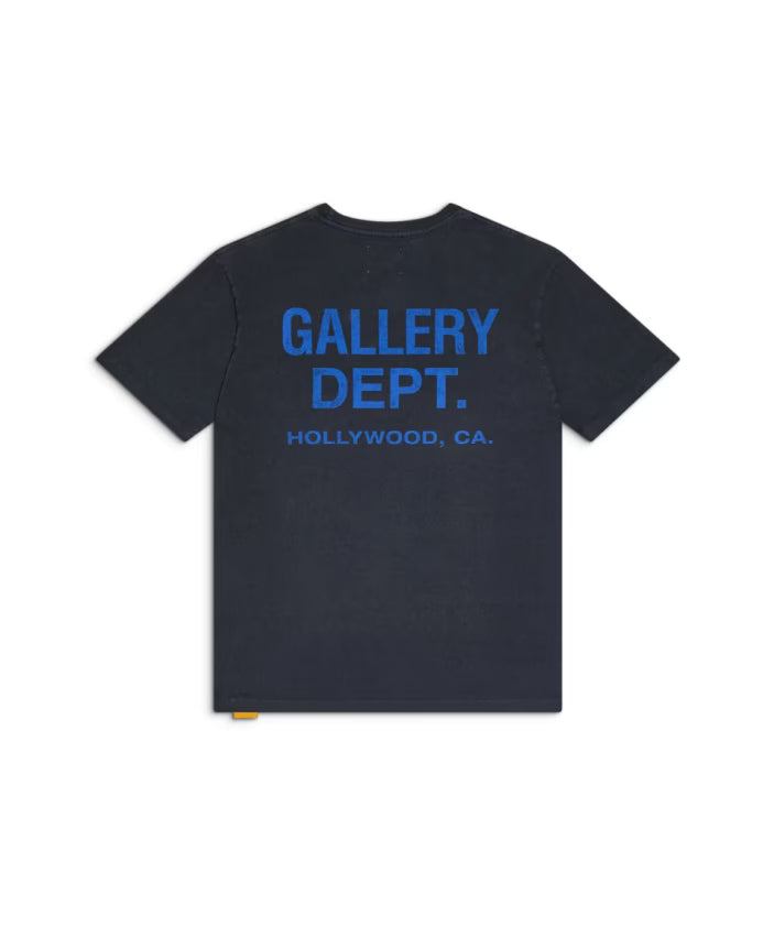 Gallery Dept Logo Print Cotton T Shirt Navy