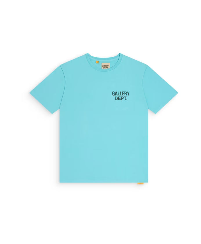 Gallery Dept Logo Print Cotton T Shirt Turquoise