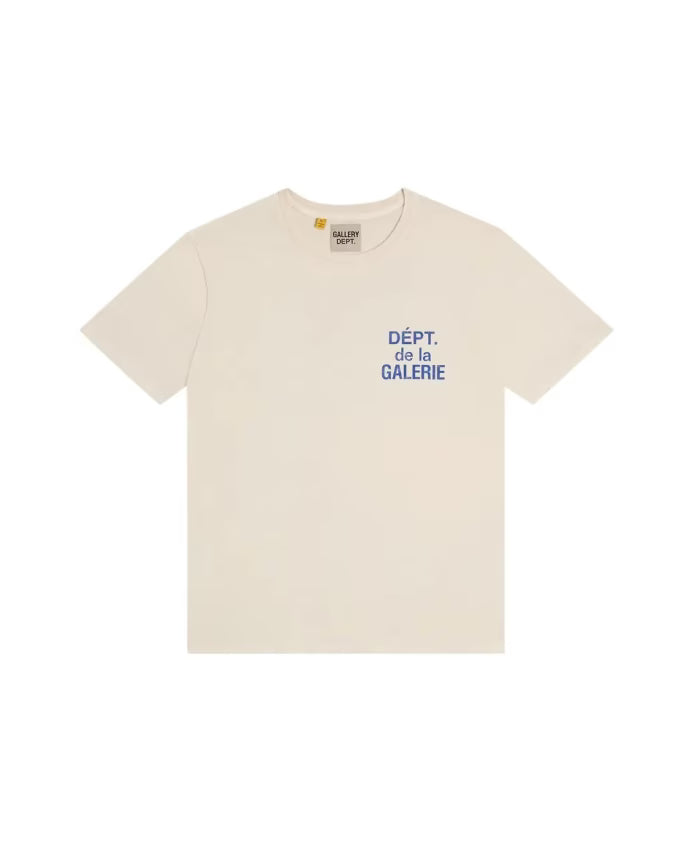 Gallery Dept Logo Print Cotton T Shirt Cream