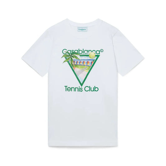 Casablanca Tennis Club Icon Short Sleeve T-Shirt in White/Green - Castel Clothing
