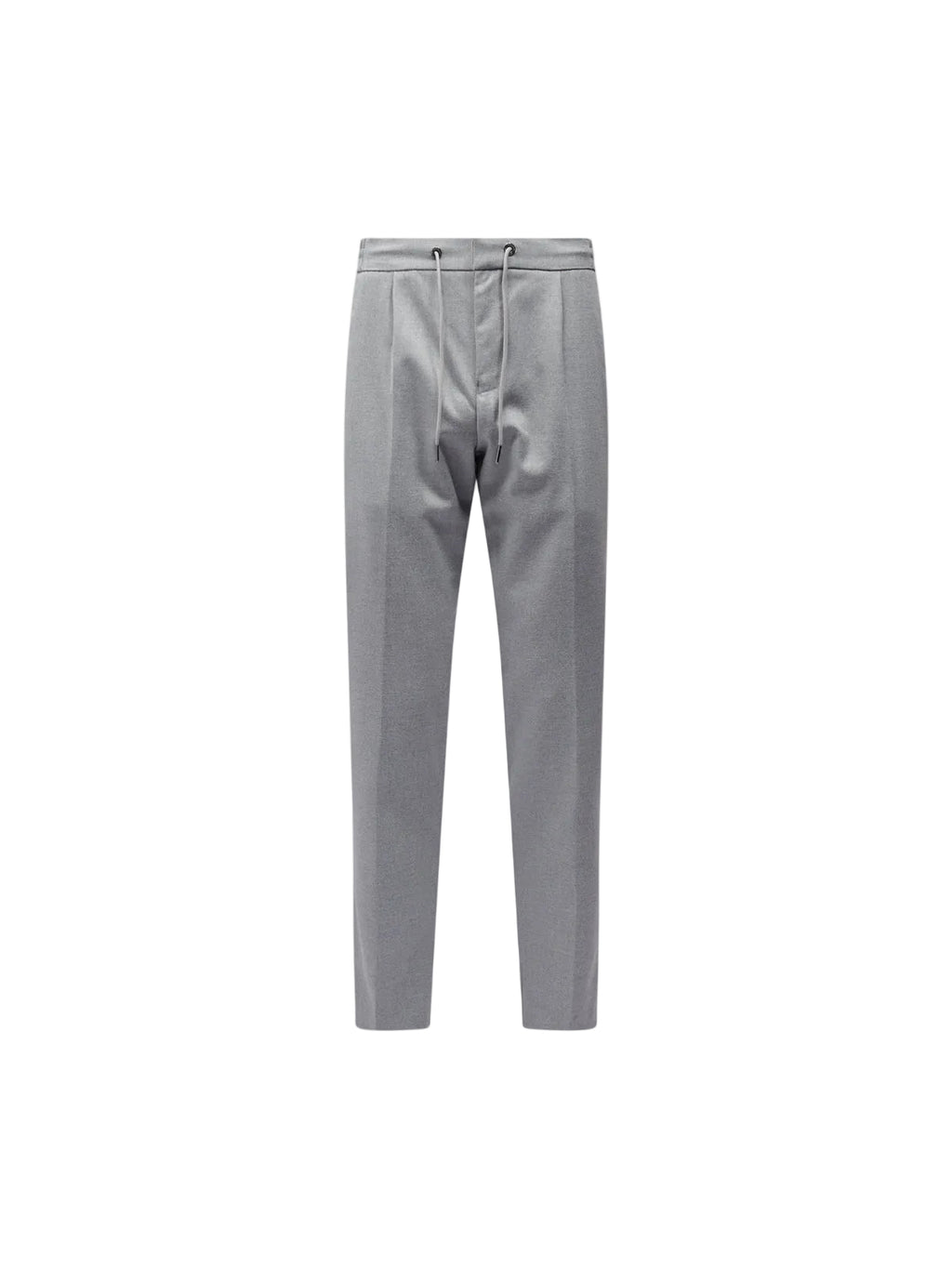 Flannel Tech Drawstring Trousers in Light Grey Marl