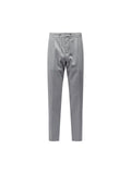 Flannel Tech Drawstring Trousers in Light Grey Marl