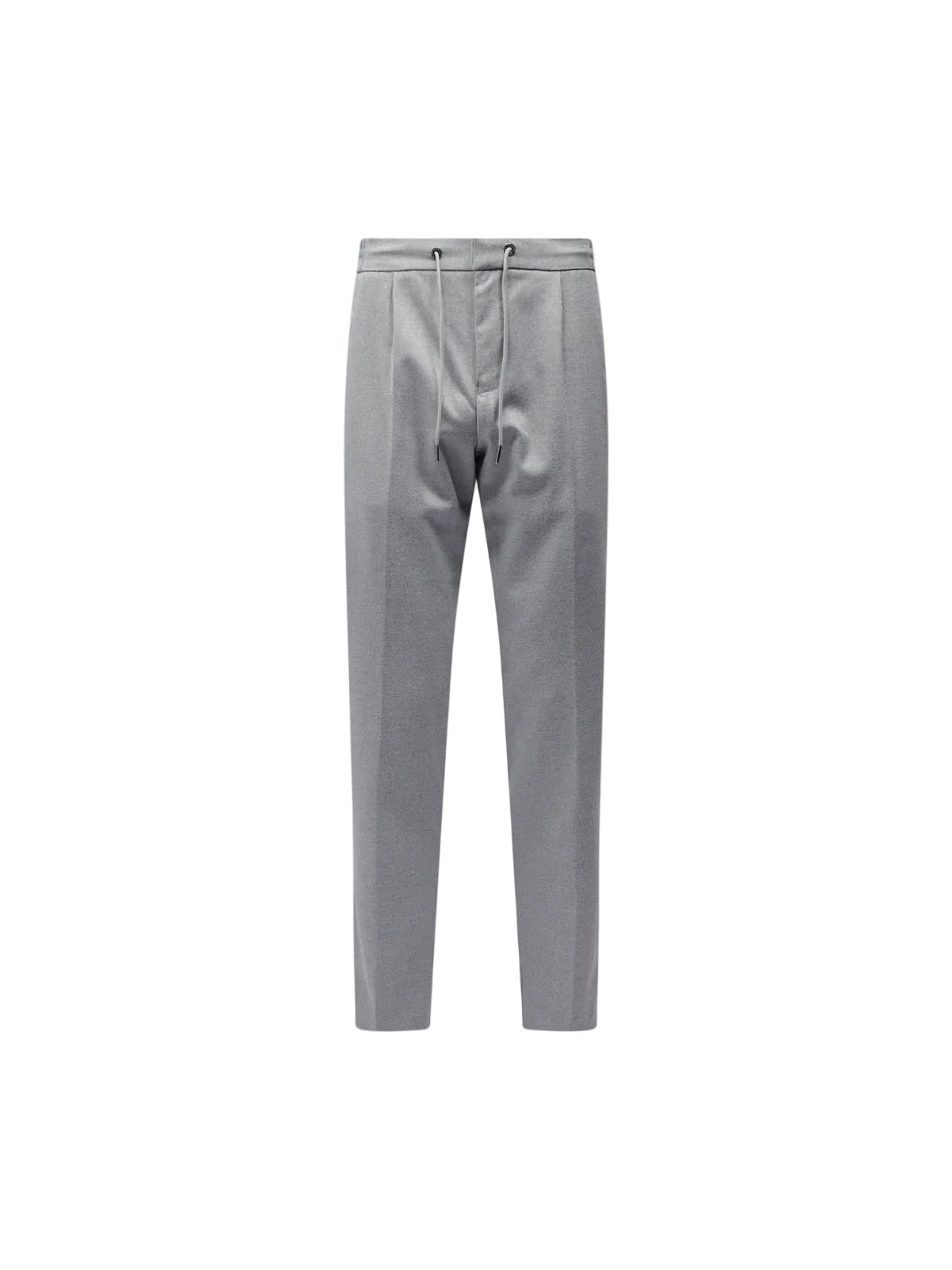Flannel Tech Drawstring Trousers in Light Grey Marl