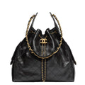 Chanel 25 Medium Handbag Hobo Grained Calfskin & Gold Tone Metal Black - Castel Clothing