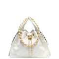 Chanel 25 Small Handbag Hobo Grained Calfskin & Gold-Tone Metal White - Castel Clothing