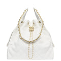 Chanel 25 Medium Handbag Hobo Grained Calfskin & Gold-Tone Metal White - Castel Clothing