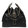 Chanel 25 Large Handbag Hobo Grained Calfskin & Gold Tone Metal Black - Castel Clothing