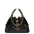 Chanel 25 Small Handbag Hobo Grained Calfskin & Gold Tone Metal Black - Castel Clothing
