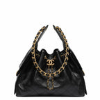 Chanel 25 Small Handbag Hobo Grained Calfskin & Gold Tone Metal Black - Castel Clothing