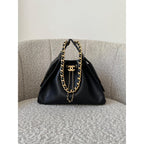 Chanel 25 Small Handbag Hobo Grained Calfskin & Gold Tone Metal Black - Castel Clothing