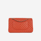 Chanel Chanel Medium Classic Flap in Coral Chevron Lambskin - Castel Clothing