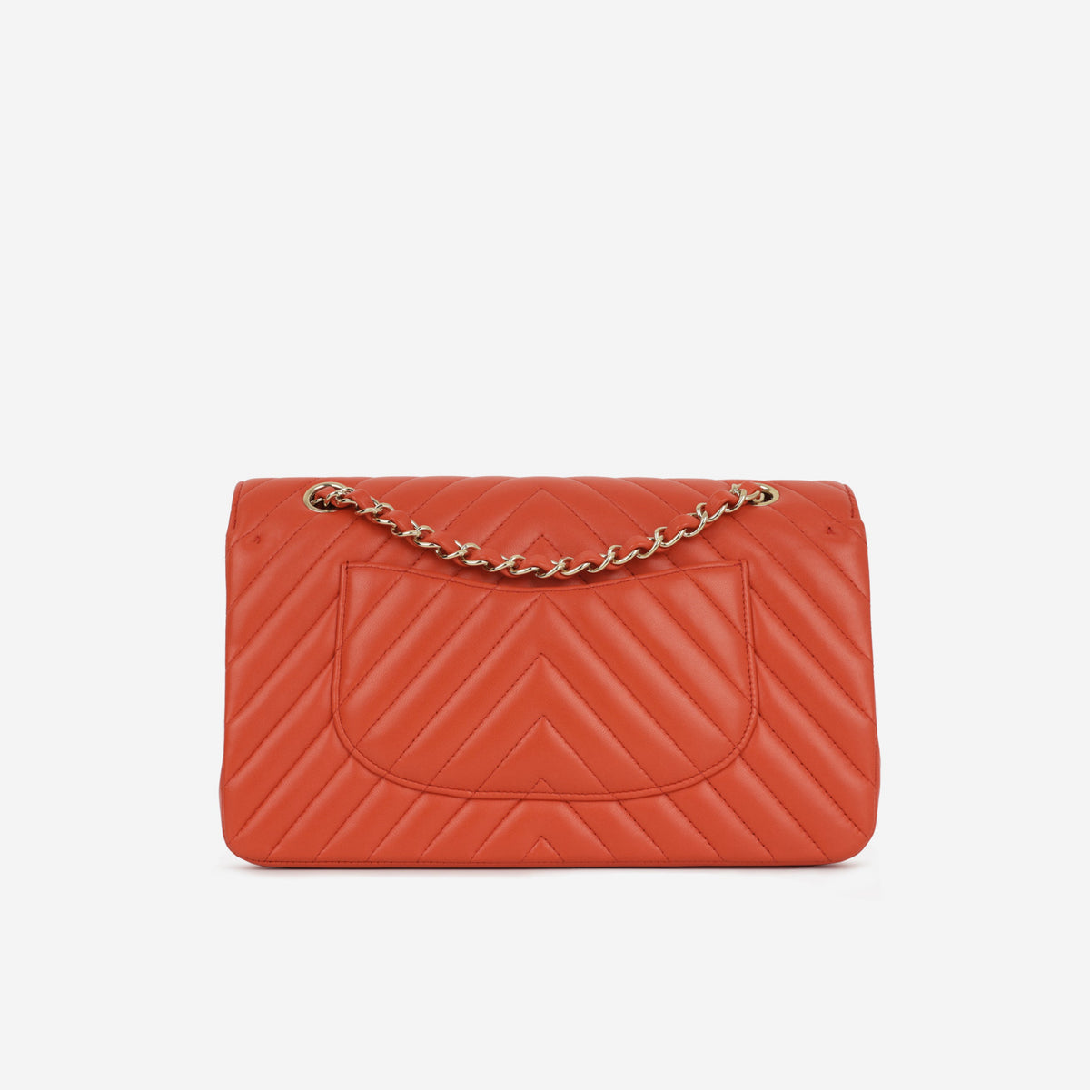 Chanel Chanel Medium Classic Flap in Coral Chevron Lambskin - Castel Clothing