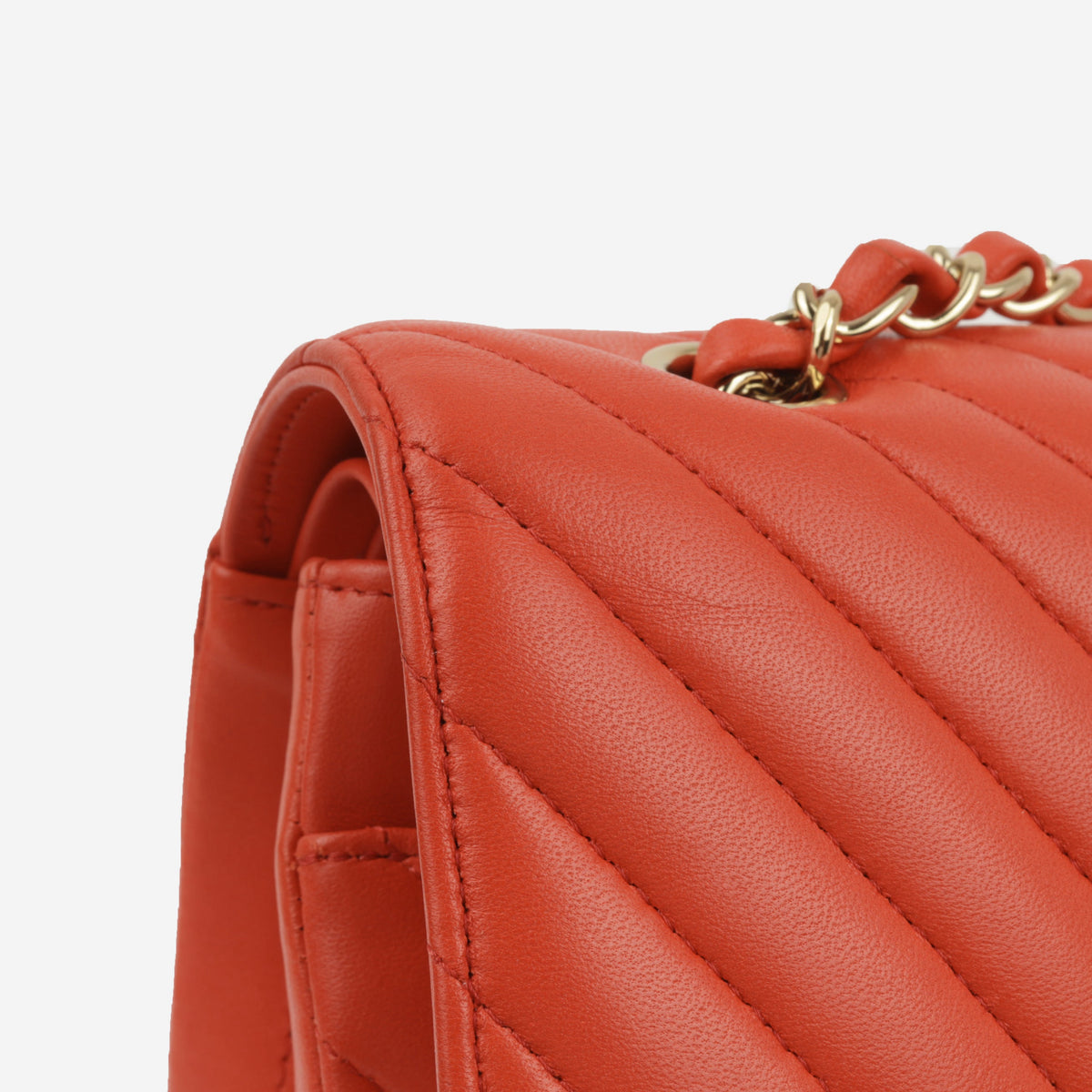 Chanel Chanel Medium Classic Flap in Coral Chevron Lambskin - Castel Clothing