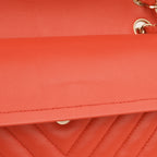 Chanel Chanel Medium Classic Flap in Coral Chevron Lambskin - Castel Clothing