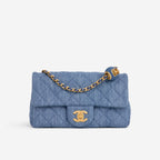 Chanel Chanel Mini Rectangular Pearl Crush in Blue Denim - Castel Clothing