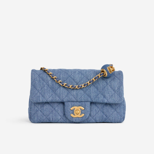 Chanel Chanel Mini Rectangular Pearl Crush in Blue Denim - Castel Clothing