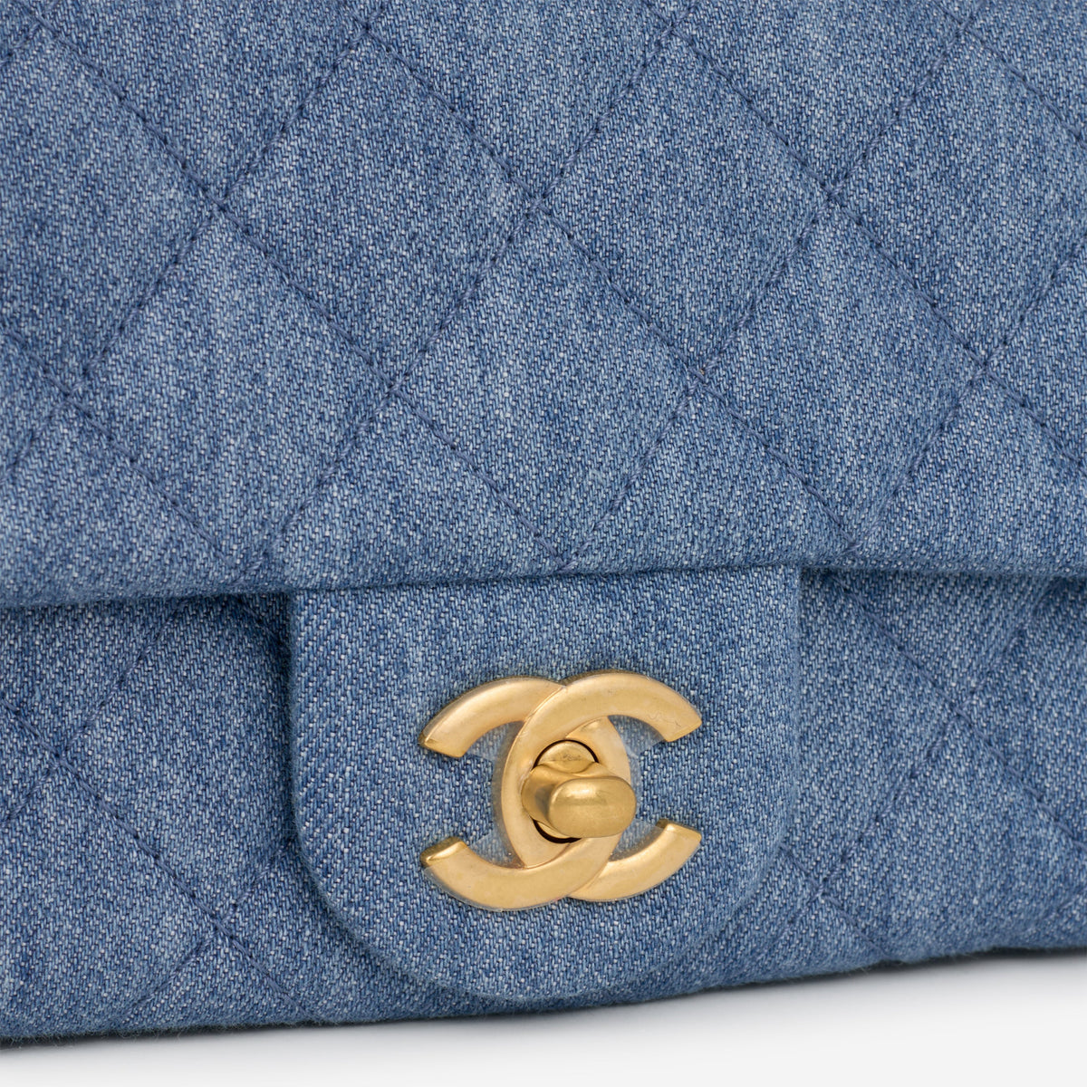 Chanel Chanel Mini Rectangular Pearl Crush in Blue Denim - Castel Clothing