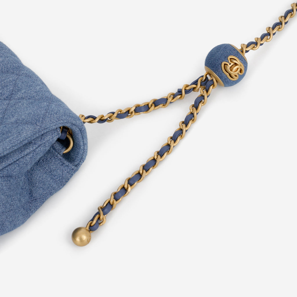 Chanel Chanel Mini Rectangular Pearl Crush in Blue Denim - Castel Clothing