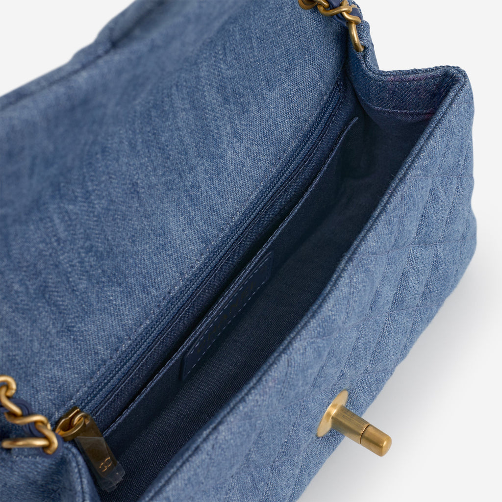 Chanel Chanel Mini Rectangular Pearl Crush in Blue Denim - Castel Clothing