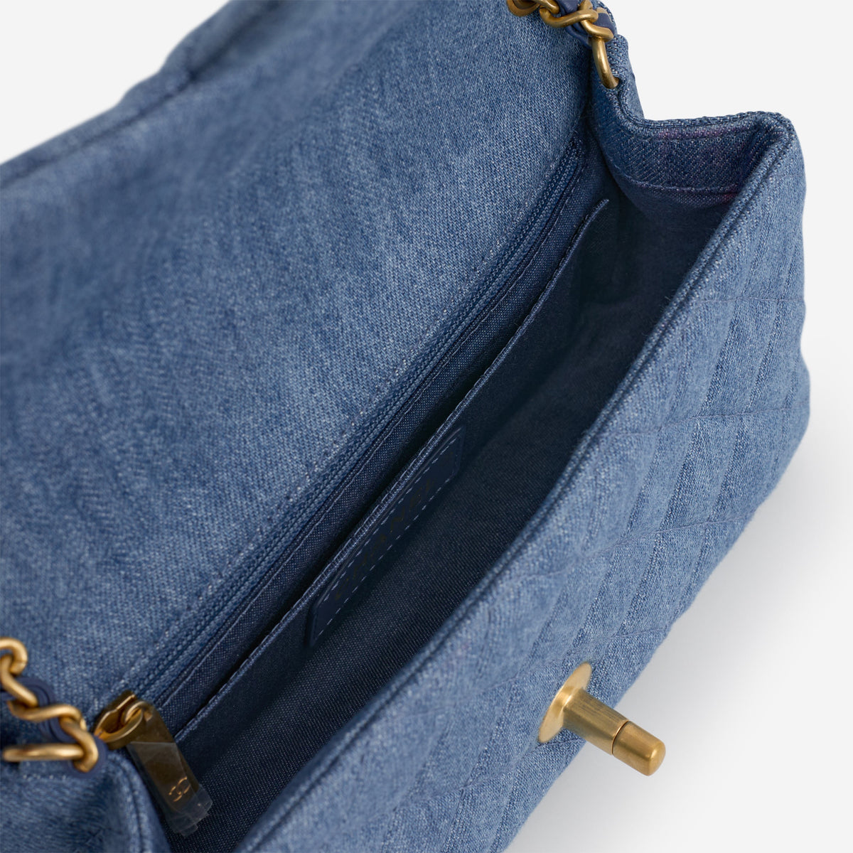 Chanel Chanel Mini Rectangular Pearl Crush in Blue Denim - Castel Clothing