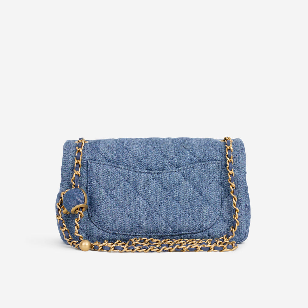 Chanel Chanel Mini Rectangular Pearl Crush in Blue Denim - Castel Clothing