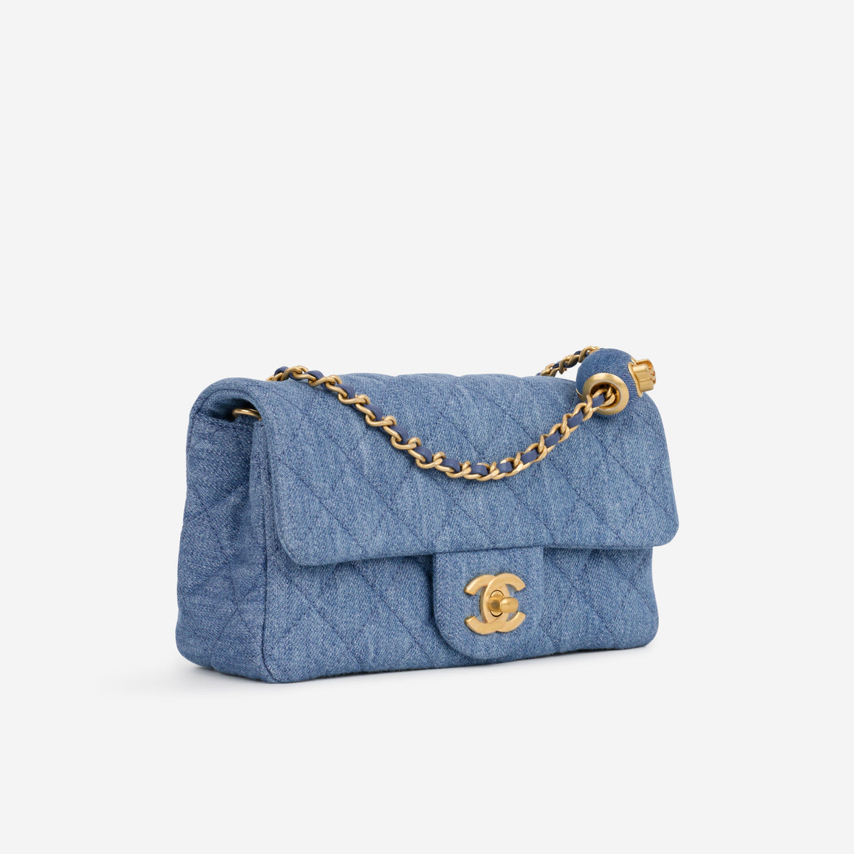 Chanel Chanel Mini Rectangular Pearl Crush in Blue Denim - Castel Clothing