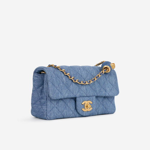 Chanel Chanel Mini Rectangular Pearl Crush in Blue Denim - Castel Clothing