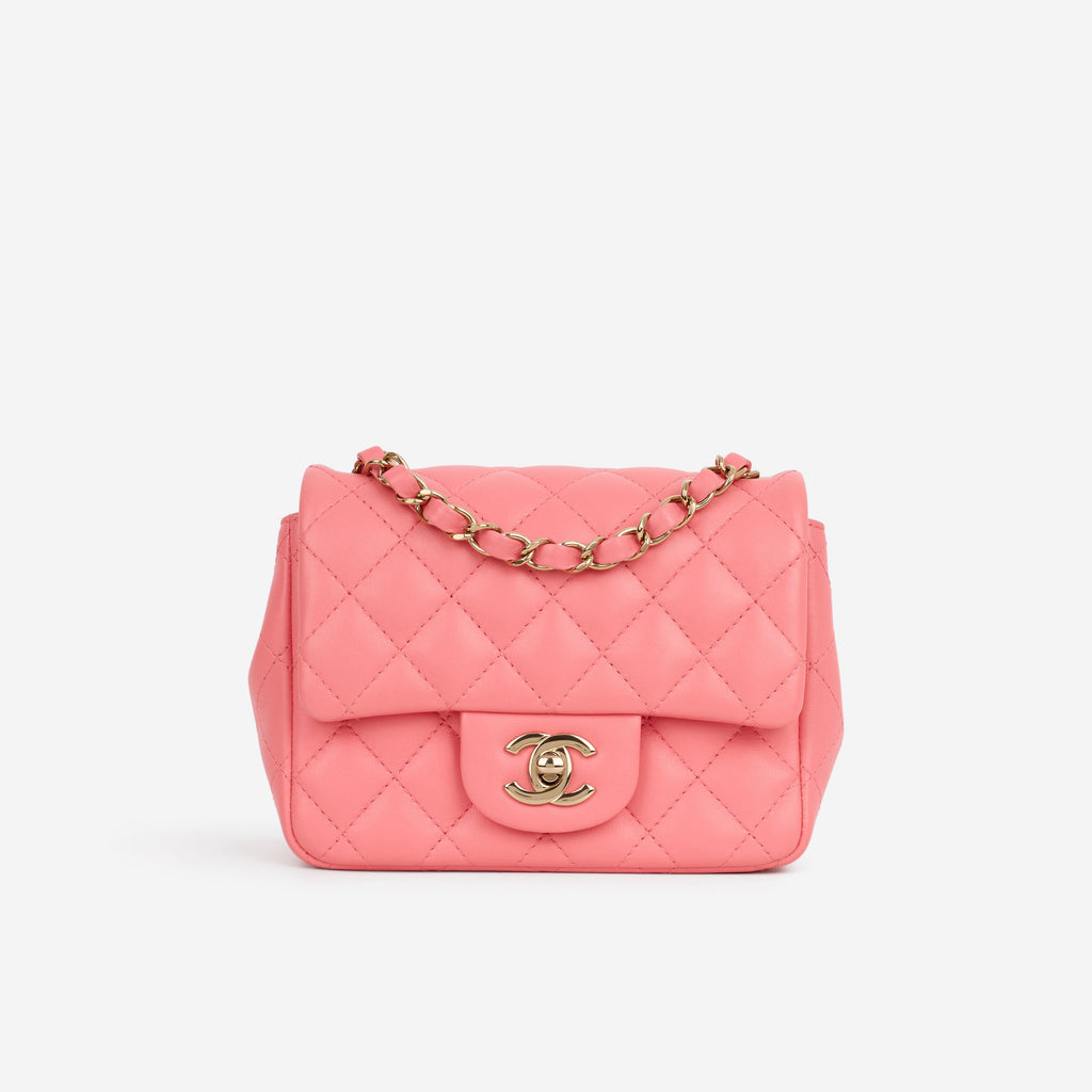 Chanel Chanel Mini Square Classic Flap in Pink Lambskin - Castel Clothing