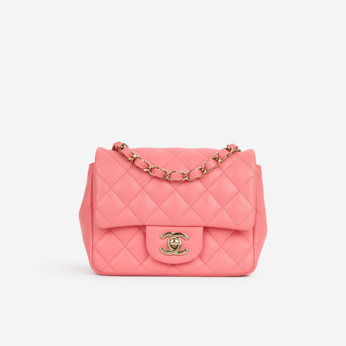 Chanel Chanel Mini Square Classic Flap in Pink Lambskin - Castel Clothing