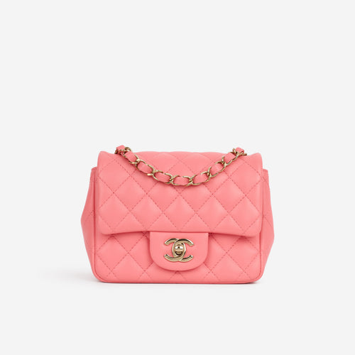 Chanel Chanel Mini Square Classic Flap in Pink Lambskin - Castel Clothing
