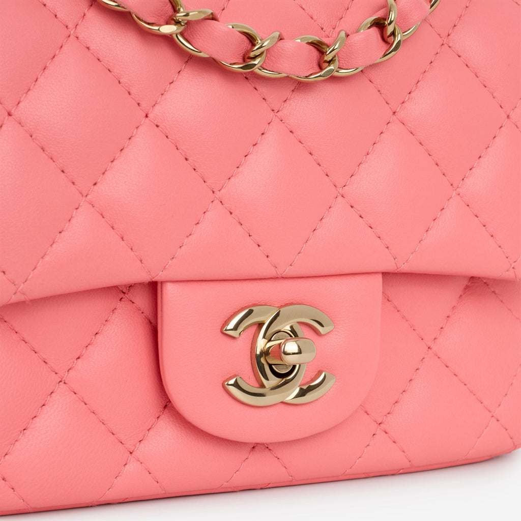 Chanel Chanel Mini Square Classic Flap in Pink Lambskin - Castel Clothing