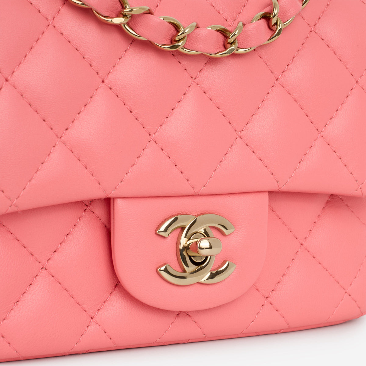 Chanel Chanel Mini Square Classic Flap in Pink Lambskin - Castel Clothing