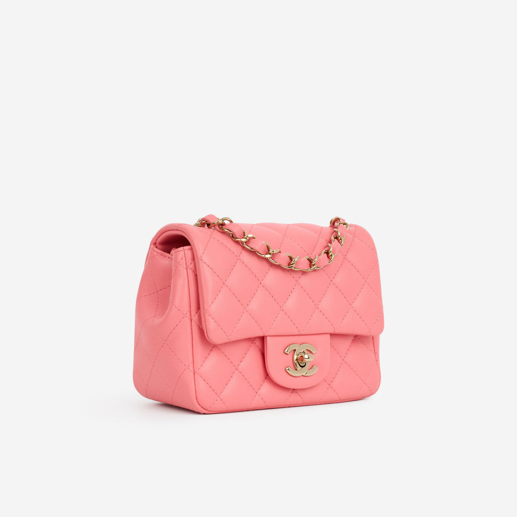 Chanel Chanel Mini Square Classic Flap in Pink Lambskin - Castel Clothing