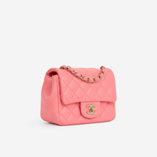 Chanel Chanel Mini Square Classic Flap in Pink Lambskin - Castel Clothing
