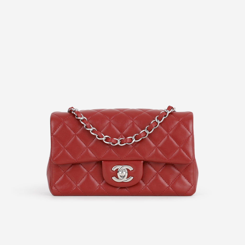 Chanel Chanel Mini Rectangular in Red Lambskin - Castel Clothing