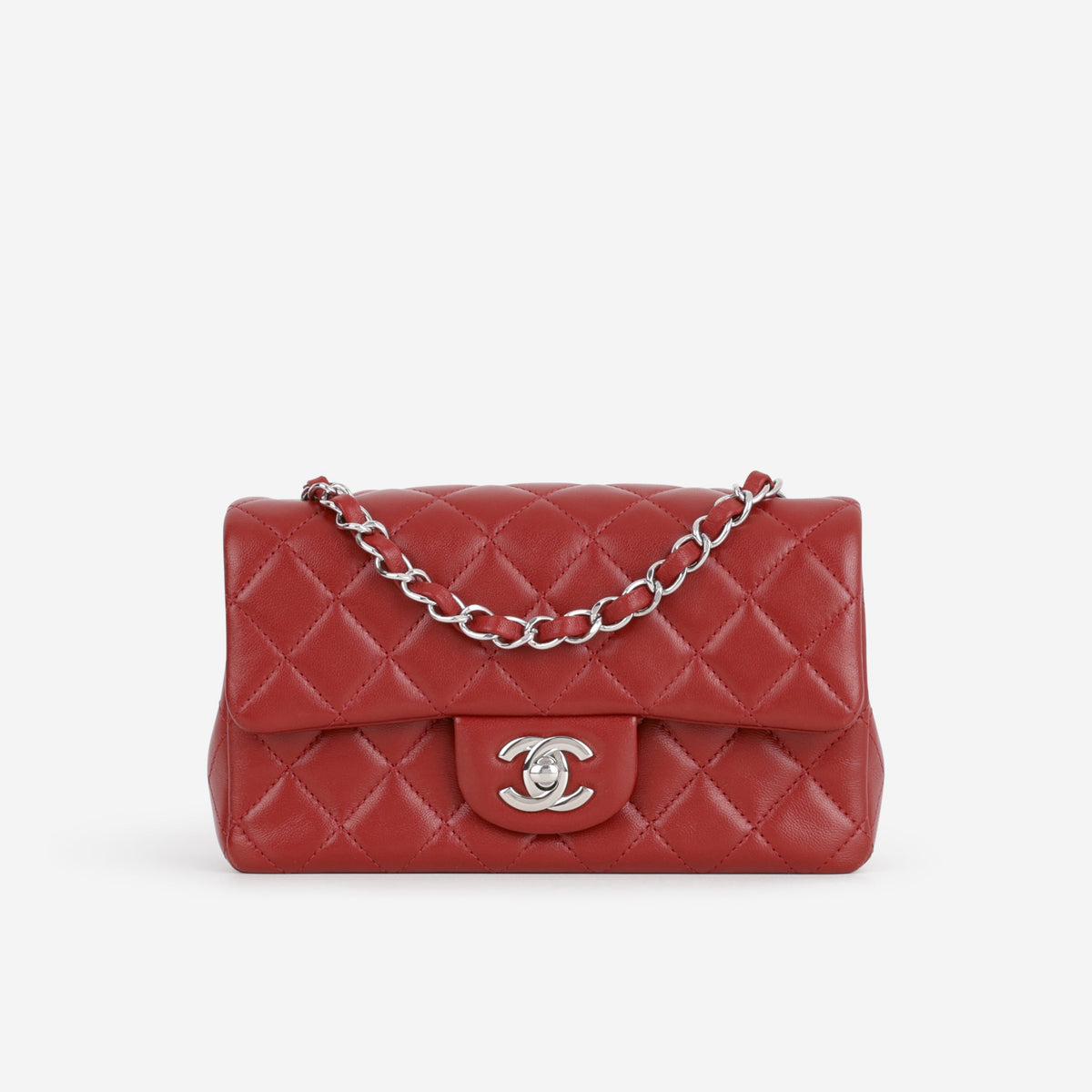 Chanel Chanel Mini Rectangular in Red Lambskin - Castel Clothing