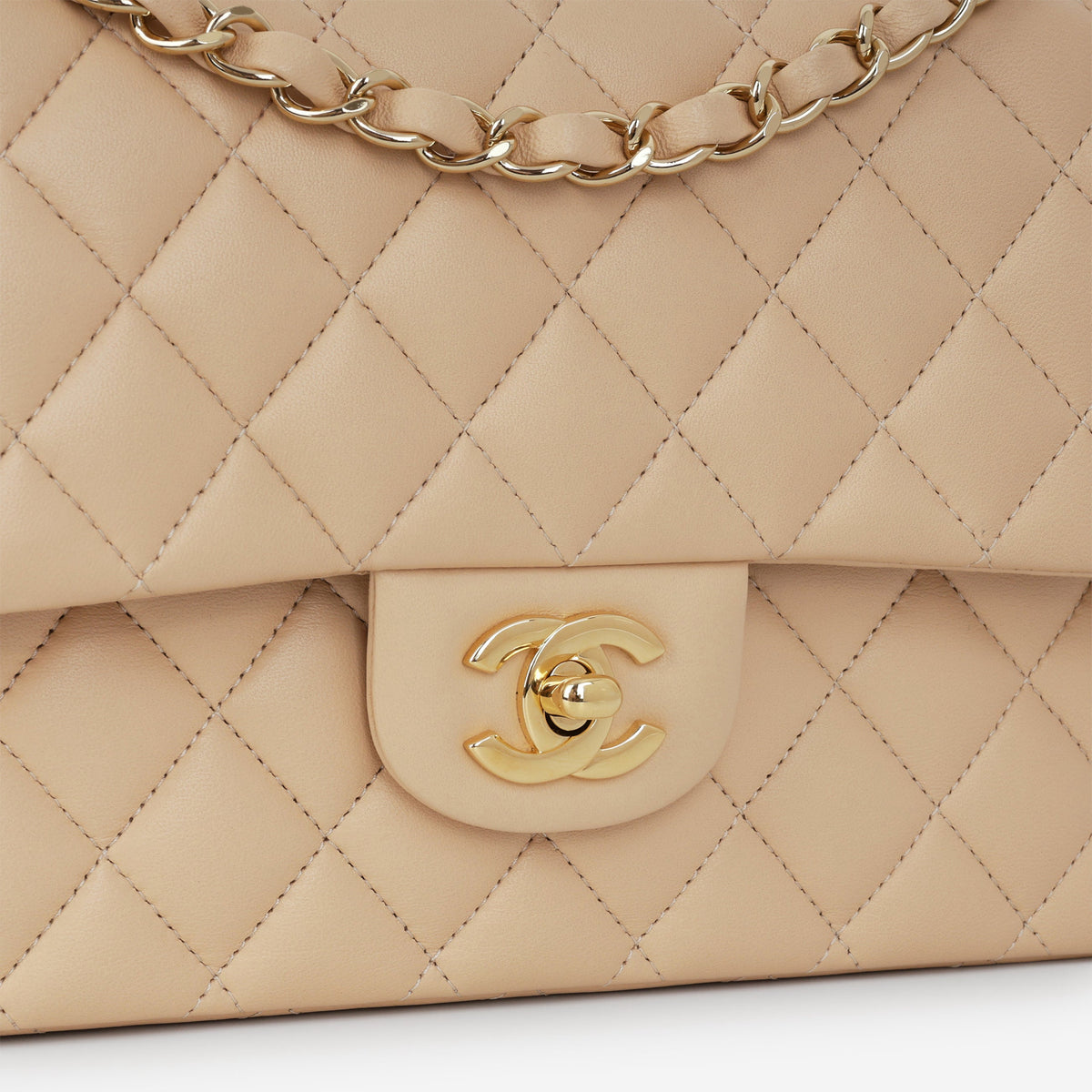 Chanel Chanel Medium Classic Flap in Beige Lambskin - Castel Clothing
