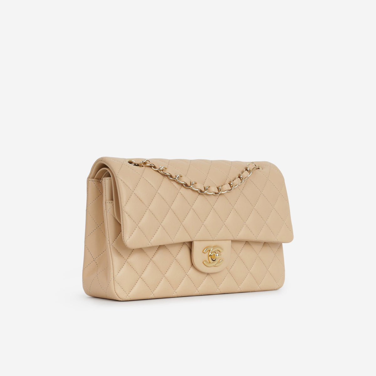Chanel Chanel Medium Classic Flap in Beige Lambskin - Castel Clothing