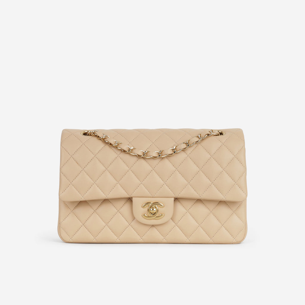 Chanel Chanel Medium Classic Flap in Beige Lambskin - Castel Clothing