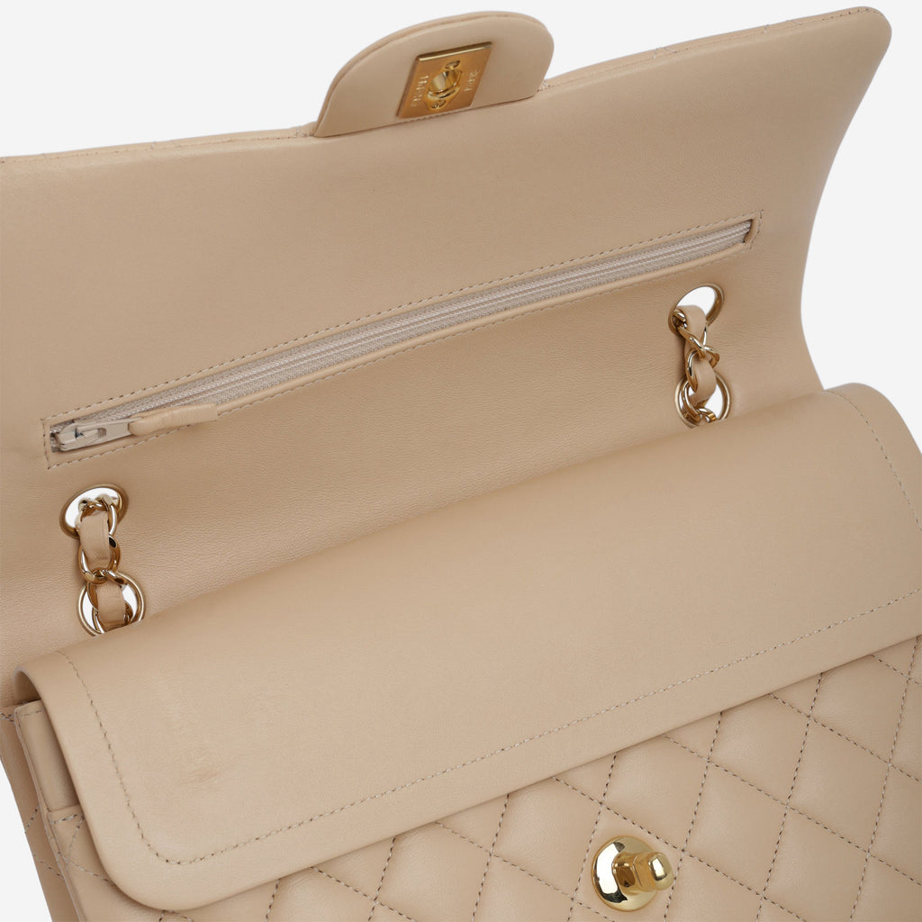 Chanel Chanel Medium Classic Flap in Beige Lambskin - Castel Clothing