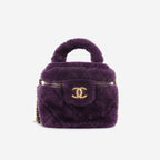 Chanel Chanel Métiers d'Art Pre-Fall 2022 Top Handle Vanity Case in Purple Shearling - Castel Clothing