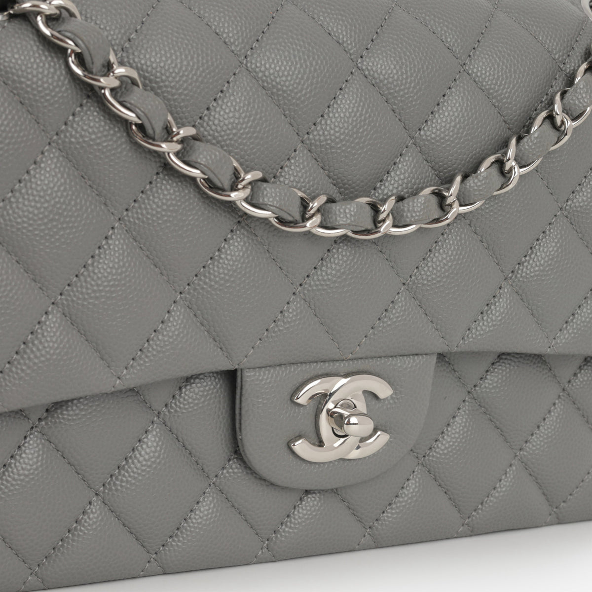 Chanel Chanel Medium Classic Flap in Grey Caviar - Castel Clothing