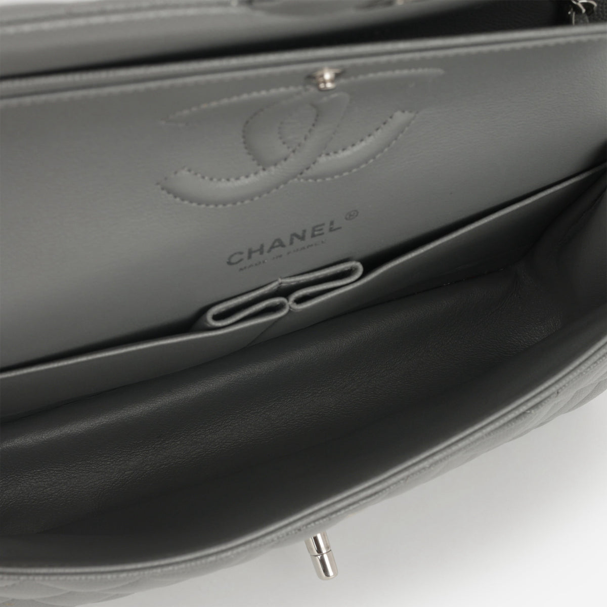 Chanel Chanel Medium Classic Flap in Grey Caviar - Castel Clothing