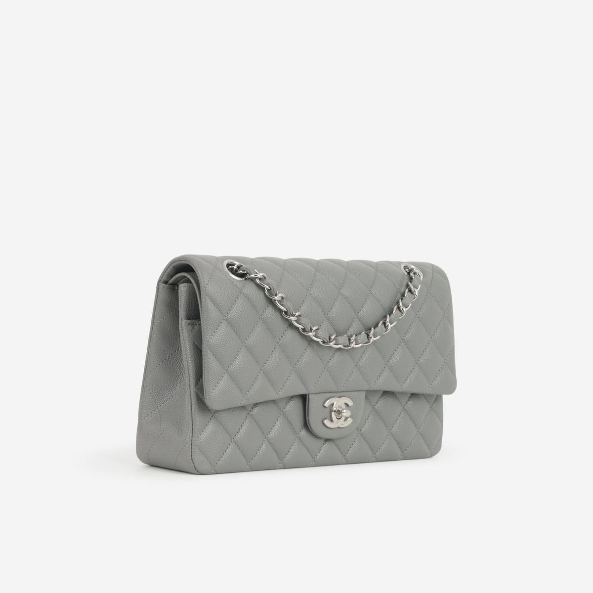 Chanel Chanel Medium Classic Flap in Grey Caviar - Castel Clothing