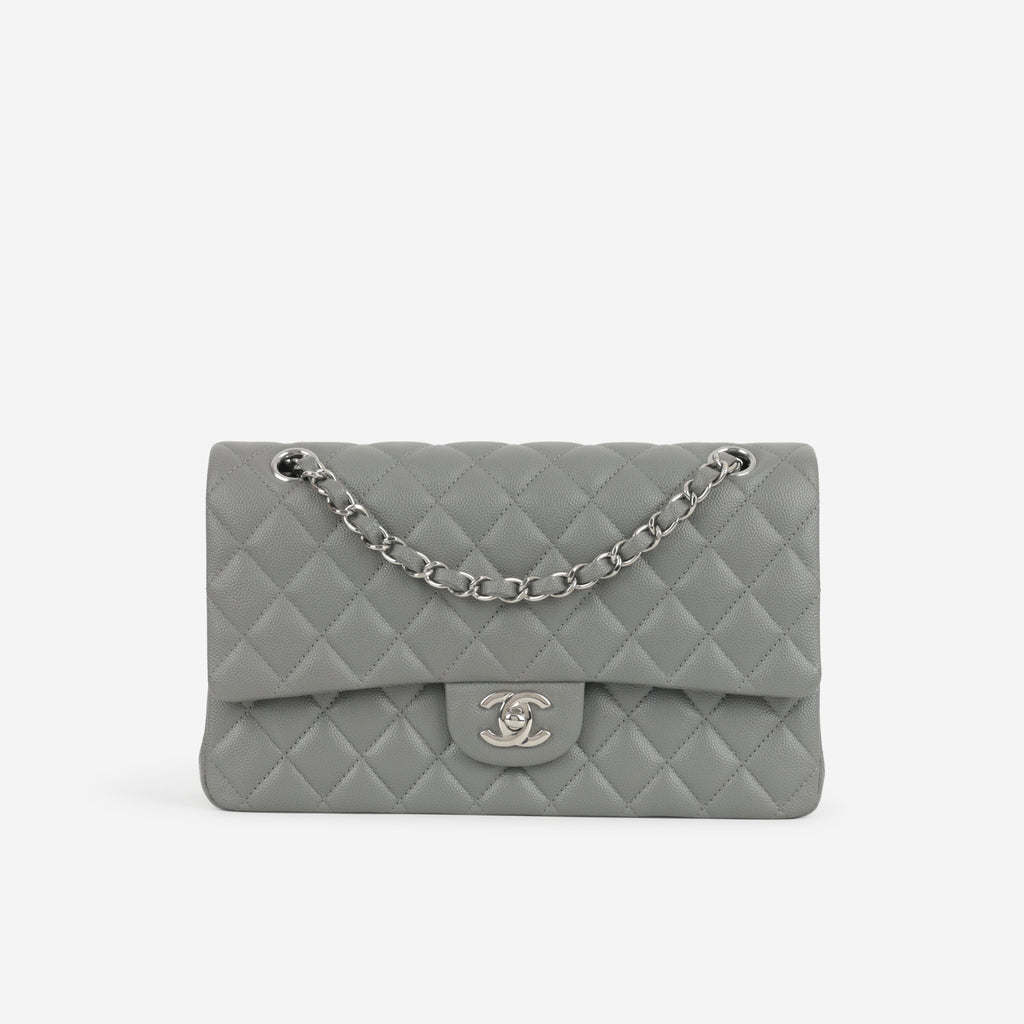 Chanel Chanel Medium Classic Flap in Grey Caviar - Castel Clothing