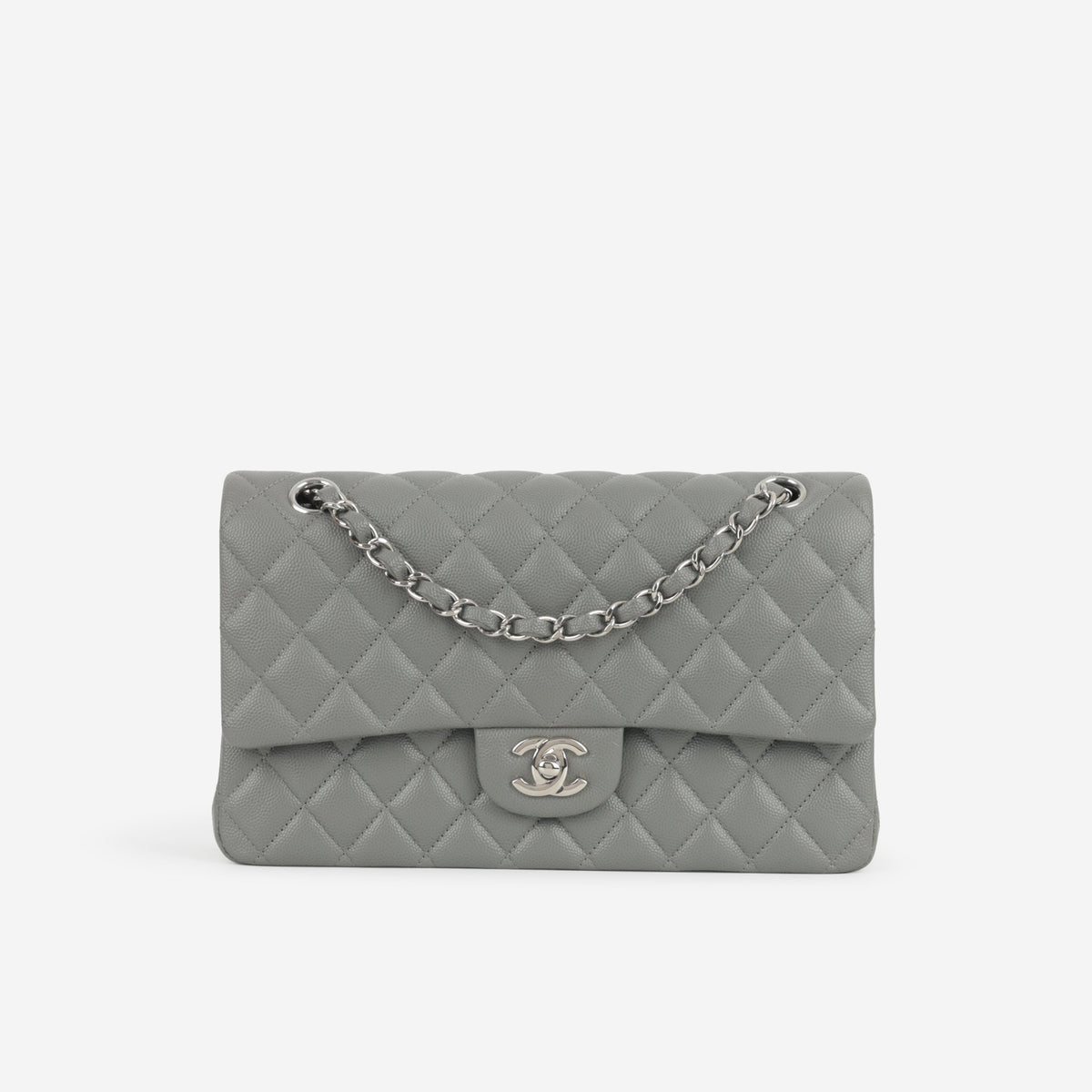 Chanel Chanel Medium Classic Flap in Grey Caviar - Castel Clothing