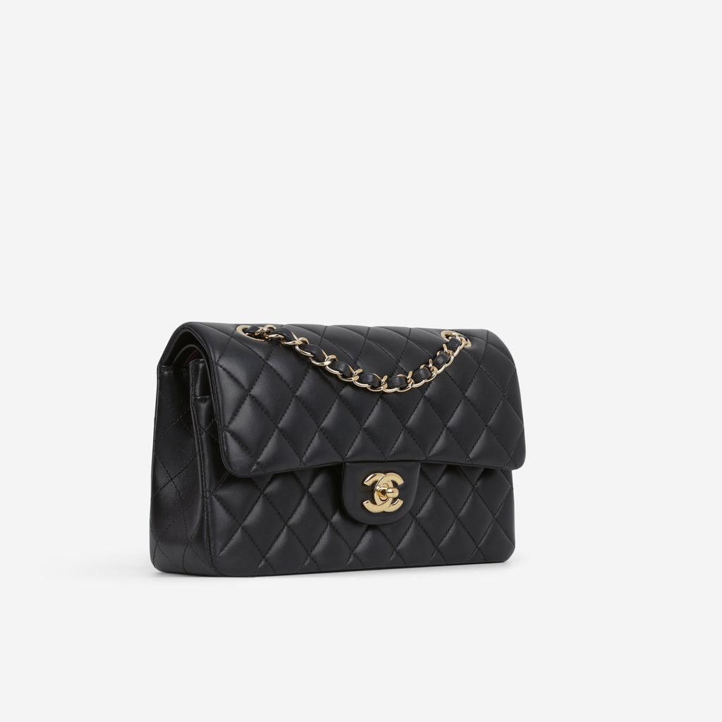 Chanel Chanel Small Classic Flap in Black Lambskin - Castel Clothing