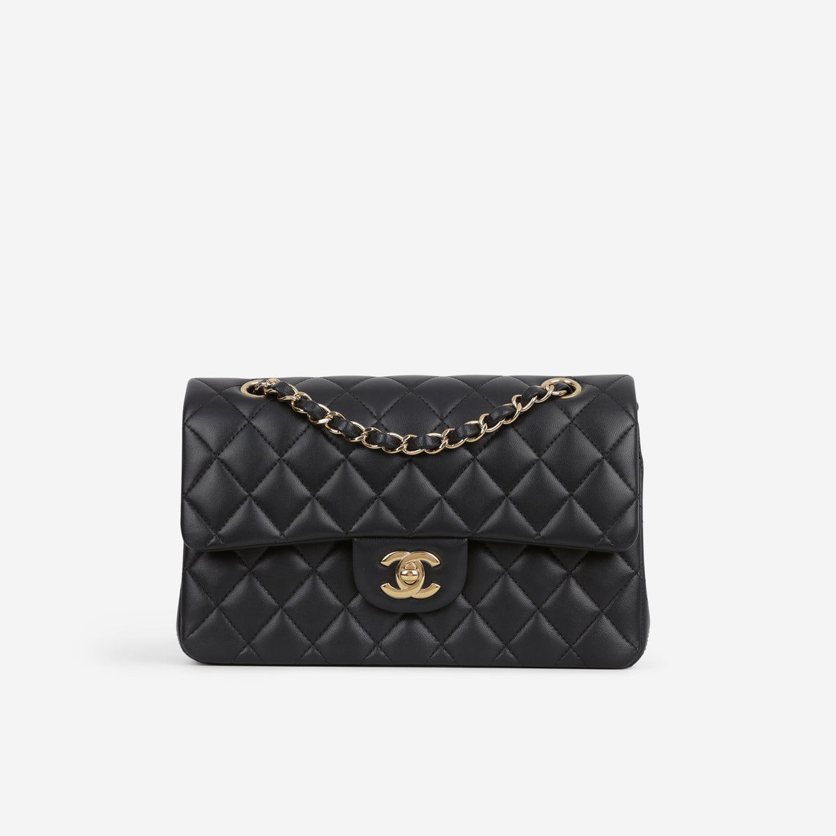 Chanel Chanel Small Classic Flap in Black Lambskin - Castel Clothing