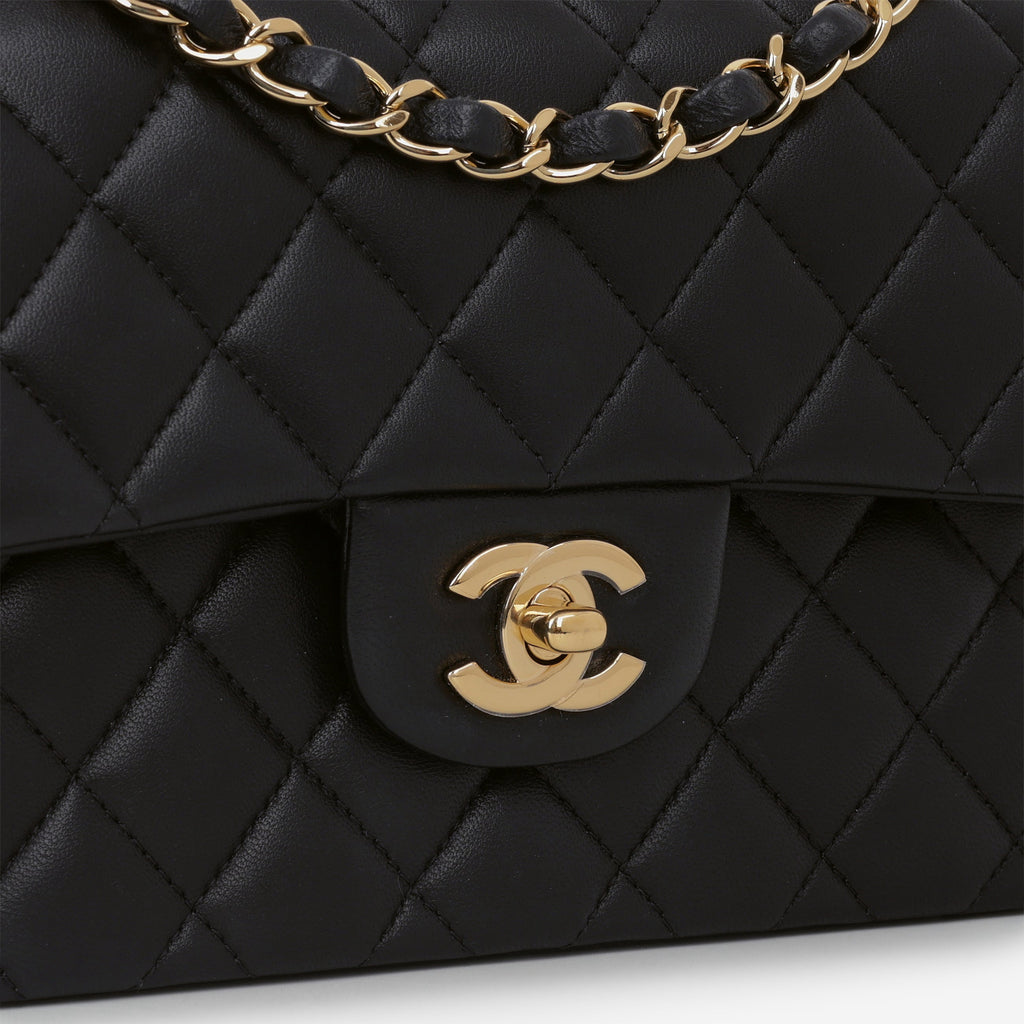 Chanel Chanel Small Classic Flap in Black Lambskin - Castel Clothing