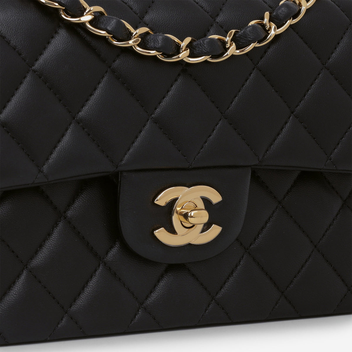 Chanel Chanel Small Classic Flap in Black Lambskin - Castel Clothing